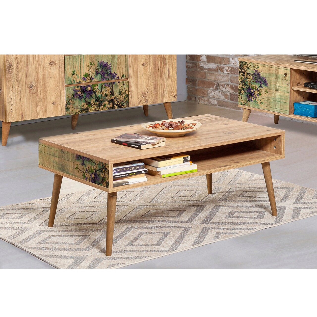 Masuta de cafea, Hanah Home, Viva 2, 110x45x60 cm, Pin Atlantic / Verde - imagine 5